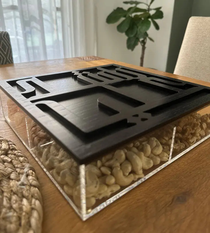 Personalized Arabic calligraphy name wooden and acrylic box