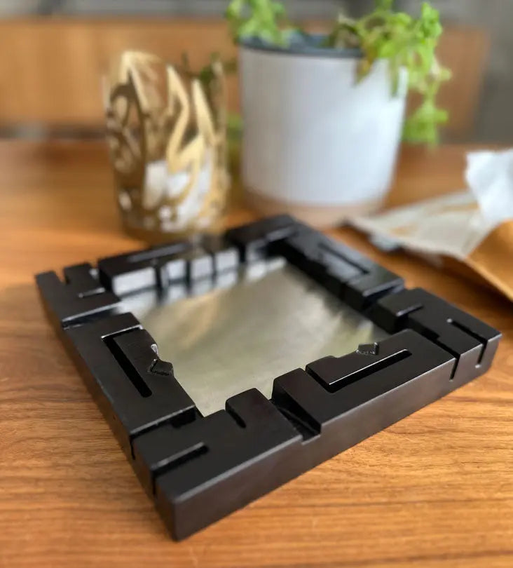 Personalized Arabic calligraphy name ashtray in wood and steel  makes a great gift for smokers