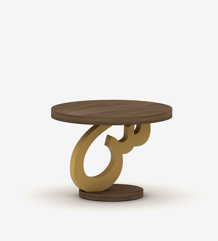Luxury furniture Arabic calligraphy letter side tables in walnut and lacquer wood 