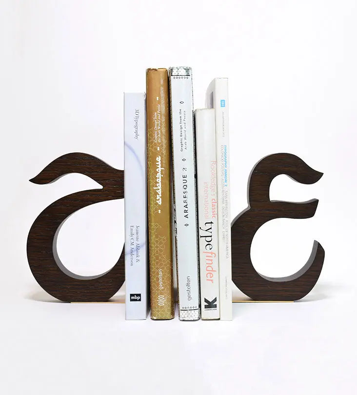 Personalized Arabic calligraphy wooden letter bookends 