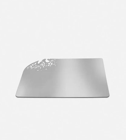 Silver stainless steel placemat in Arabic calligraphy