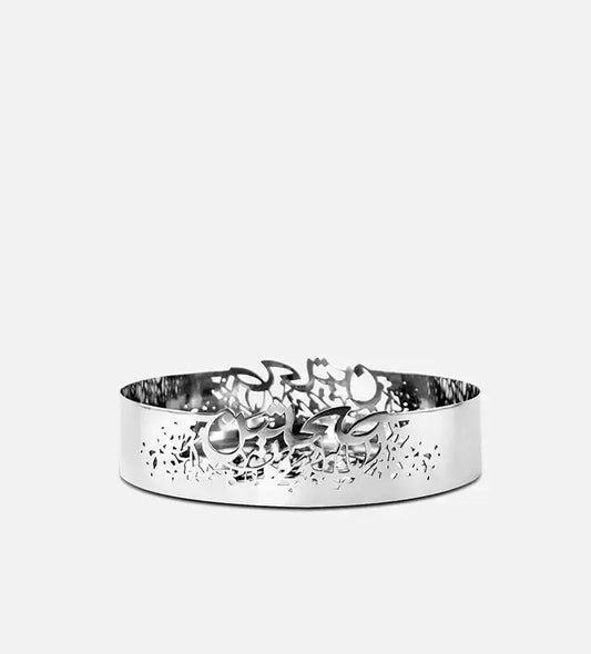 Medium silver fruit or pastry bowl in Arabic calligraphy