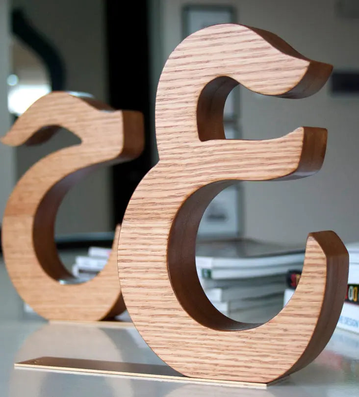 Personalized Arabic calligraphy wooden letter bookends 