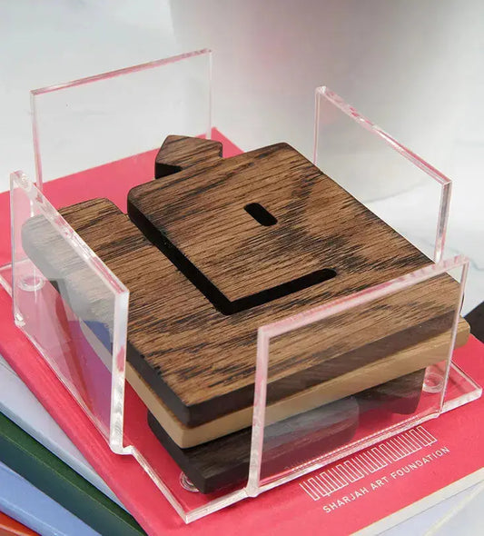 Abjad Arabic calligraphy wooden letter coasters set of 6