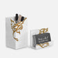 Small marble acrylic card holder for desk in Arabic graffiti print