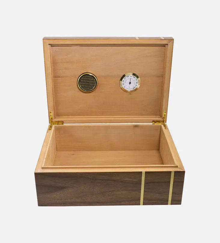 Personalized luxurious humidor in walnut and cedar wood with Arabic calligraphy names
