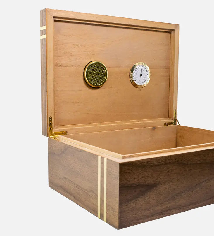 Personalized luxurious humidor in walnut and cedar wood with Arabic calligraphy names