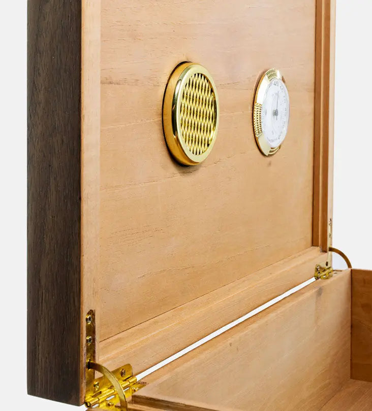 Personalized luxurious humidor in walnut and cedar wood with Arabic calligraphy names