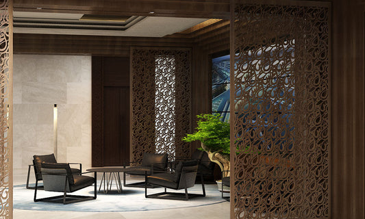 Modern room divider traditional masharabiya made from Arabic calligraphy letter