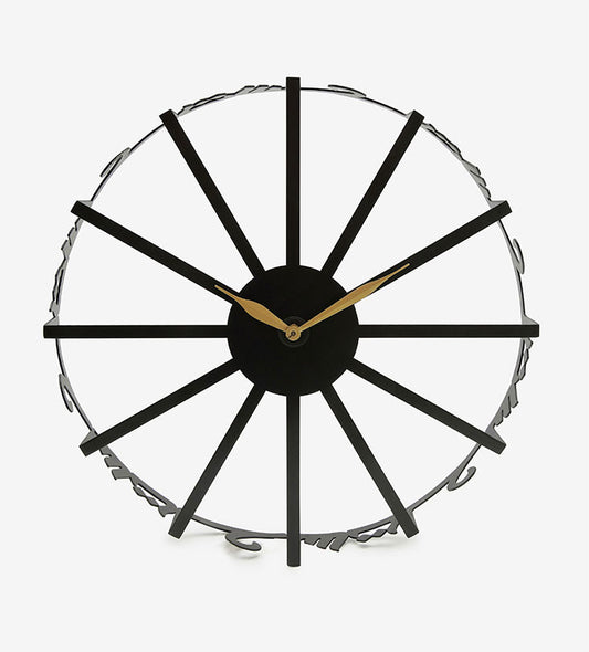 Modern contemporary metal wall clock with Arabic calligraphy 