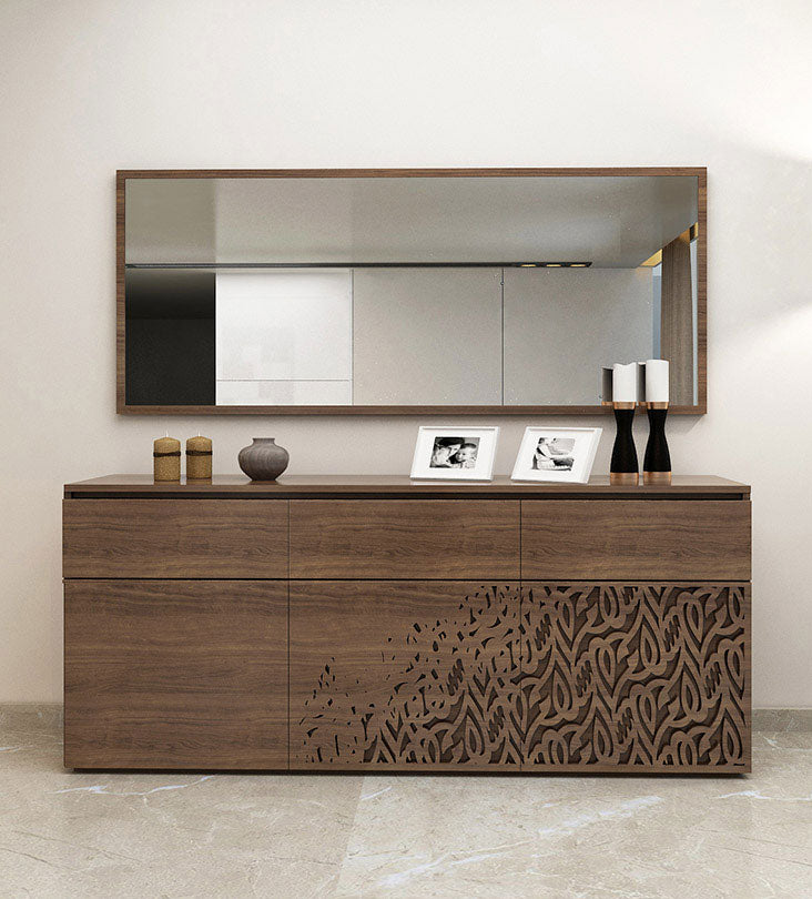 Luxury furniture wooden sideboard for dining rooms with Arabic calligraphy letters engraved